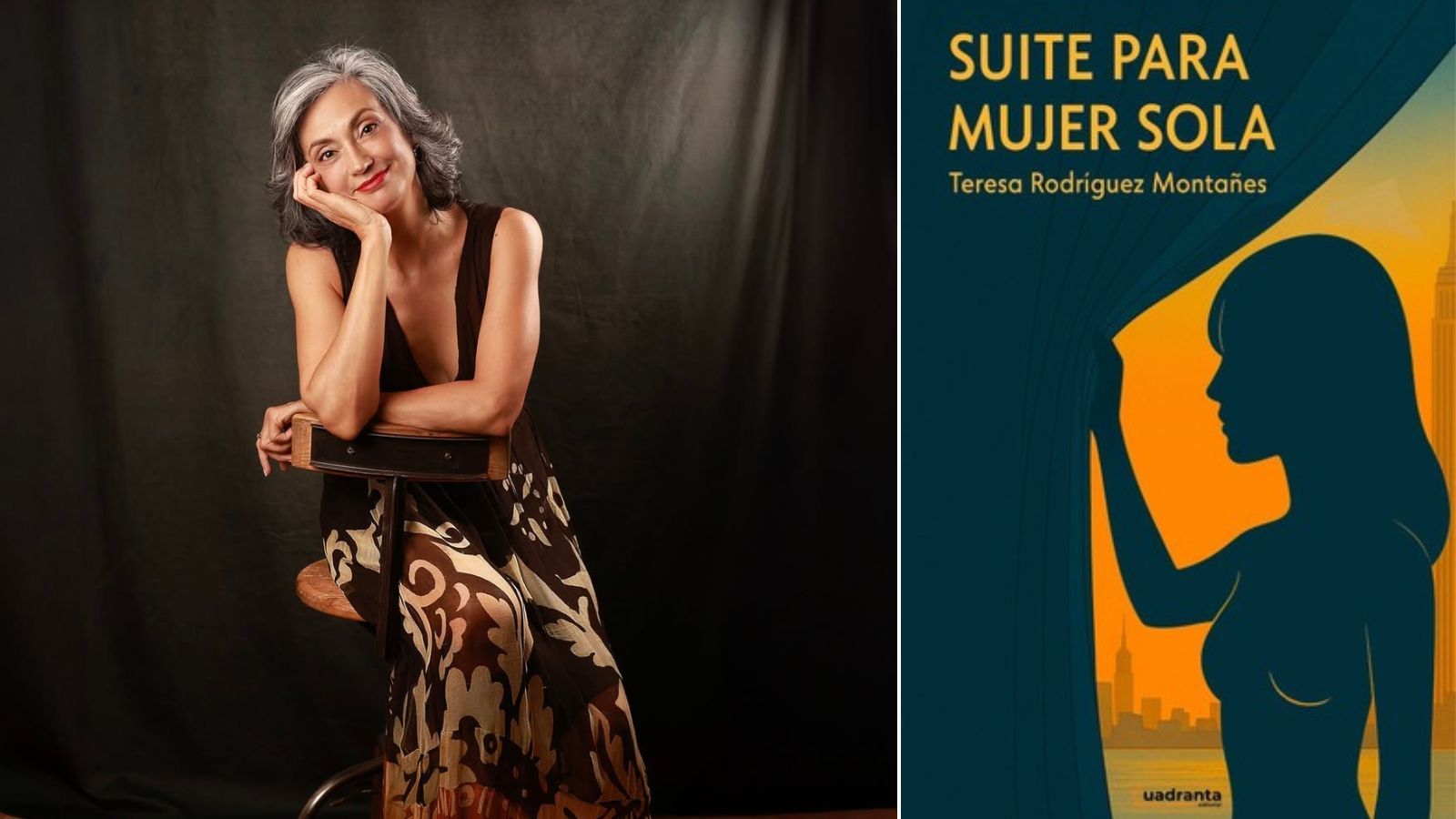 Teresa Rodríguez Montañés en una imagen de Isabel Wagemann y la portada de su obra 'Suite para mujer sola'.