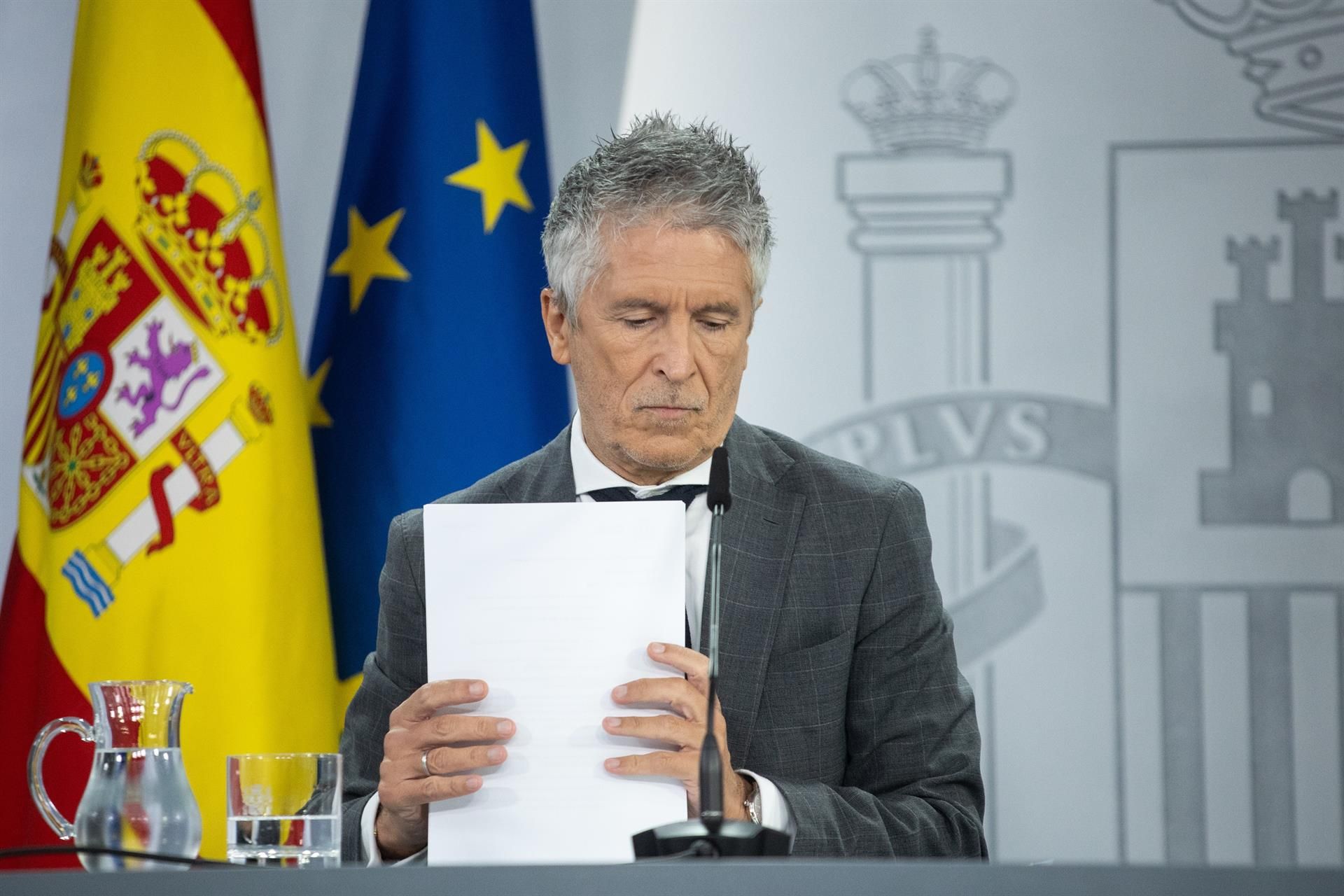 El ministro del Interior, Fernando Grande-Marlaska, durante una rueda de prensa posterior a la reunión del Consejo de Ministros. | EUROPA PRESS