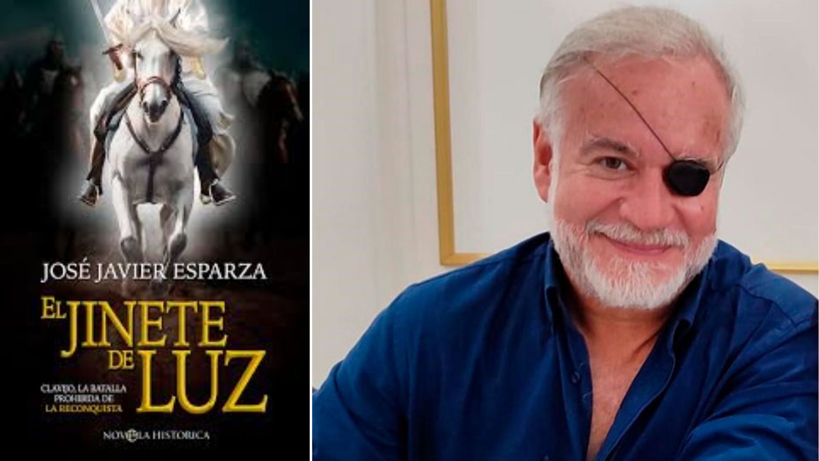 La portada de ‘El jinete de luz’ y José Javier Esparza. | LA ESFERA DE LOS LIBROS La portada de ‘El jinete de luz’ y José Javier Esparza. | LA ESFERA DE LOS LIBROS