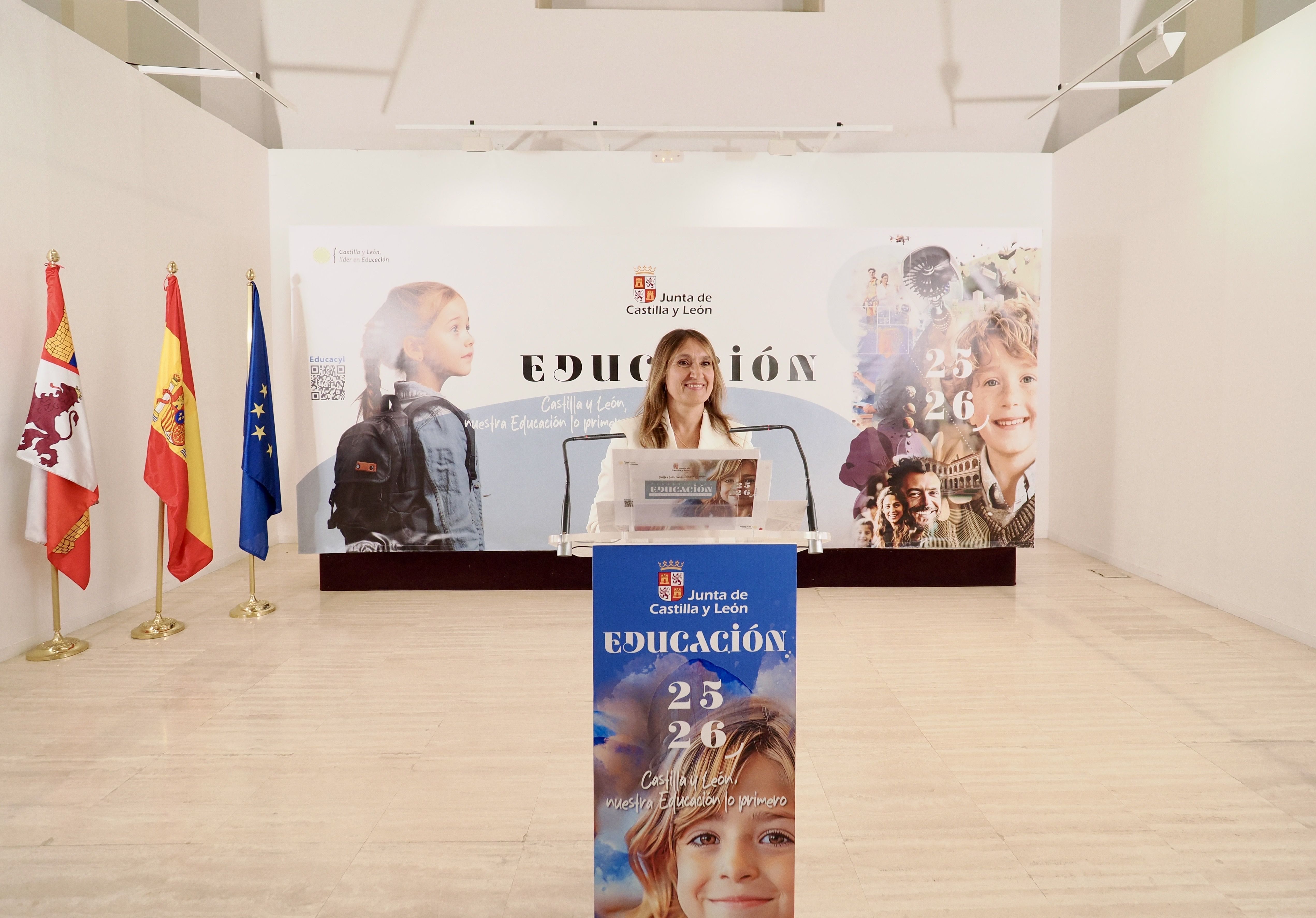 La consejera de Educación de la Junta, Rocío Lucas, durante la presentación del nuevo curso. | ICAL