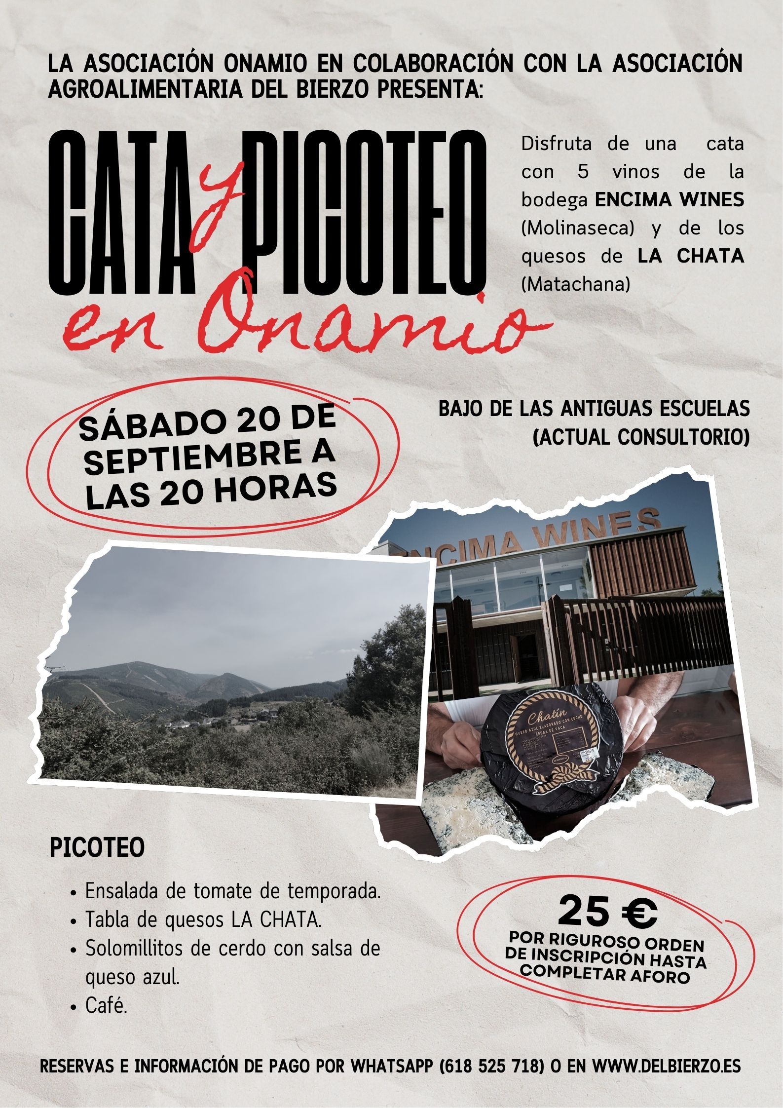 Cartel de la actividad en Onamio.