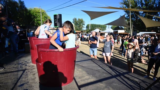 Niños participando en el concurso de pisada de uva la edición anterior. | SAÚL ARÉN Niños participando en el concurso de pisada de uva la edición anterior. | SAÚL ARÉN