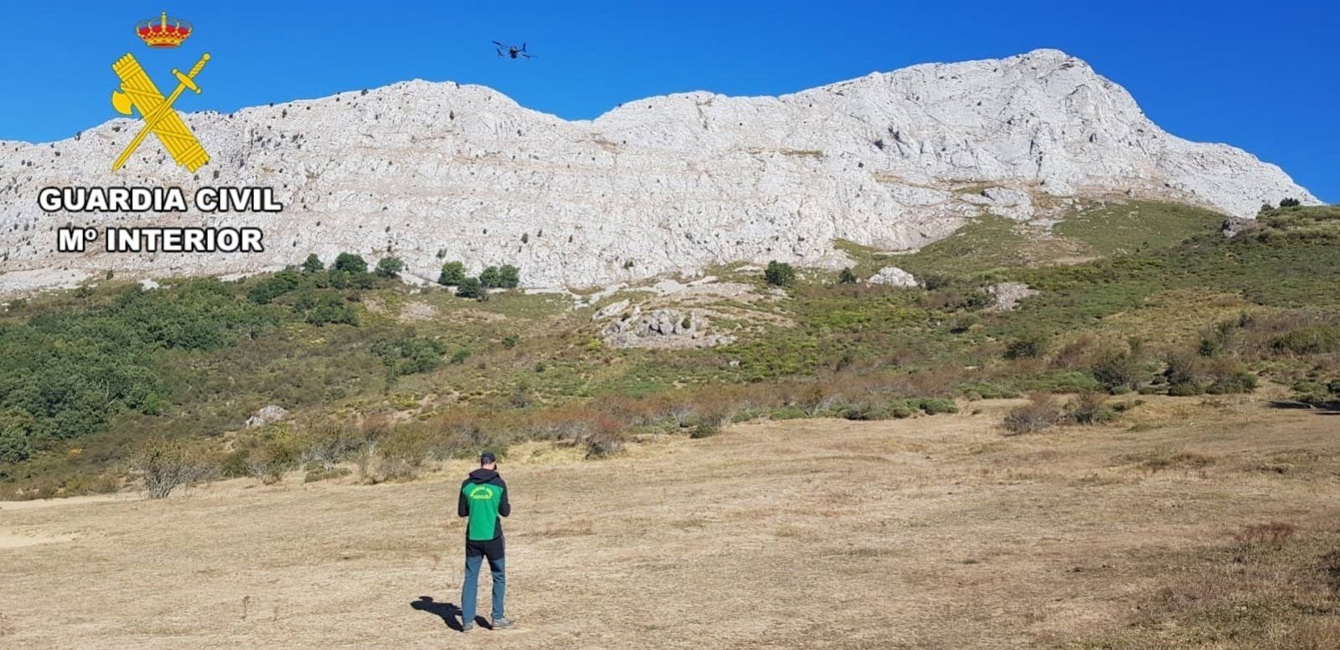 Un momento de la búsqueda con drones del hombre desaparecido.