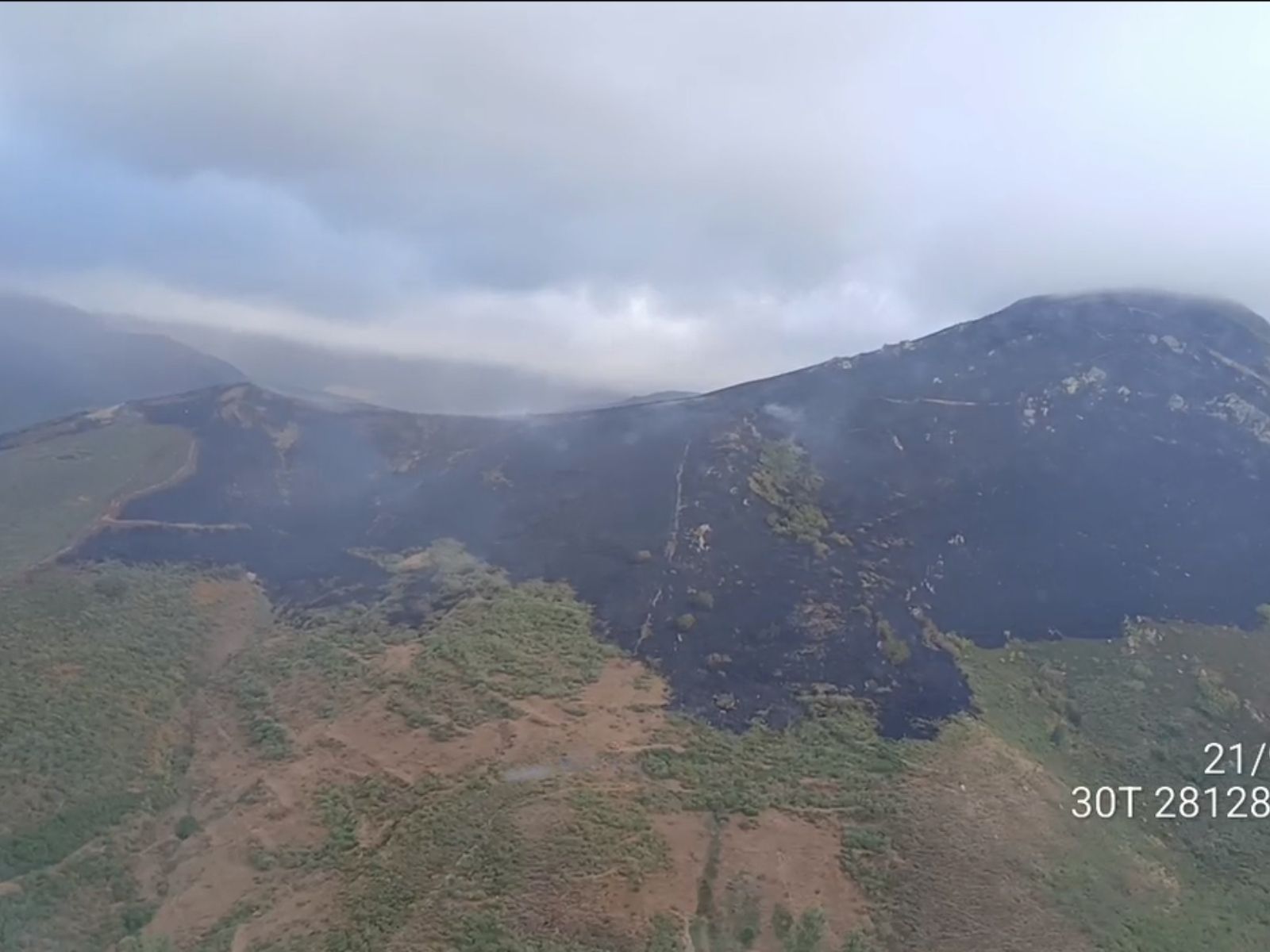 Imagen aérea de la zona afectada por el incendio en Pendilla de Arbás Imagen aérea de la zona afectada por el incendio en Pendilla de Arbás