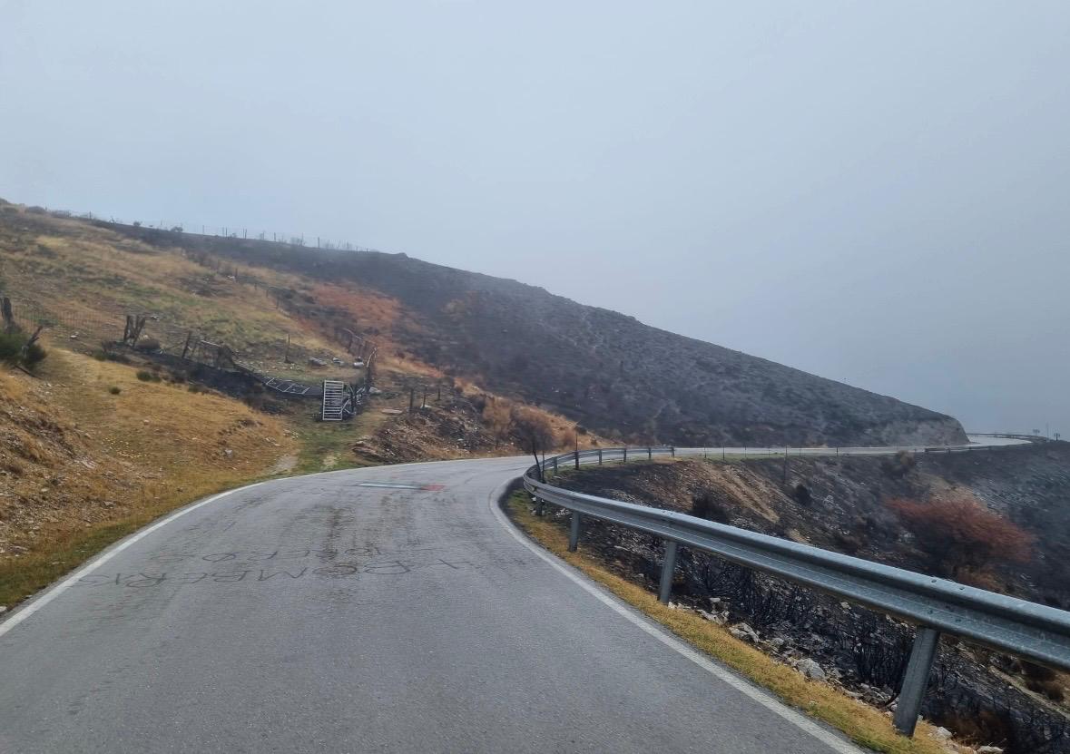 Carretera del Morredero tras la oleada de incendios. | RAÚL FERNÁNDEZ