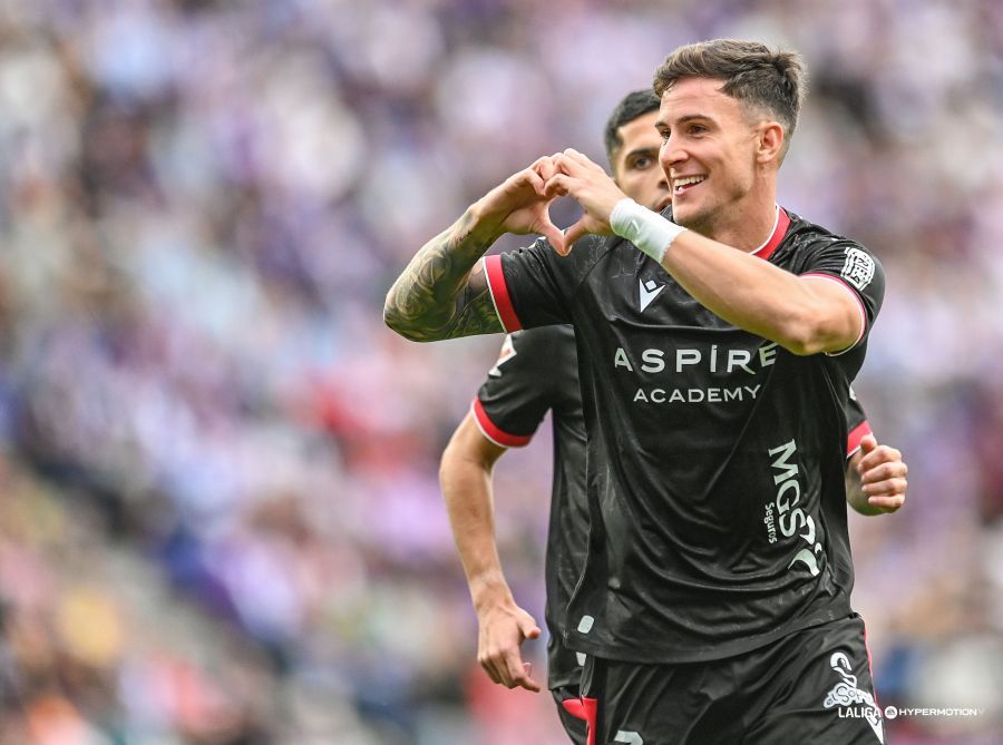 Diego Collado anotó el gol que le dio la victoria a la Cultural en el José Zorrilla ante el Valladolid. LALIGA