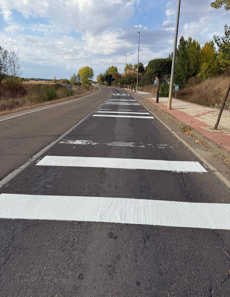 Pintado del asfaltado en las travesías de Valencia de Don Juan. | L.N.C.