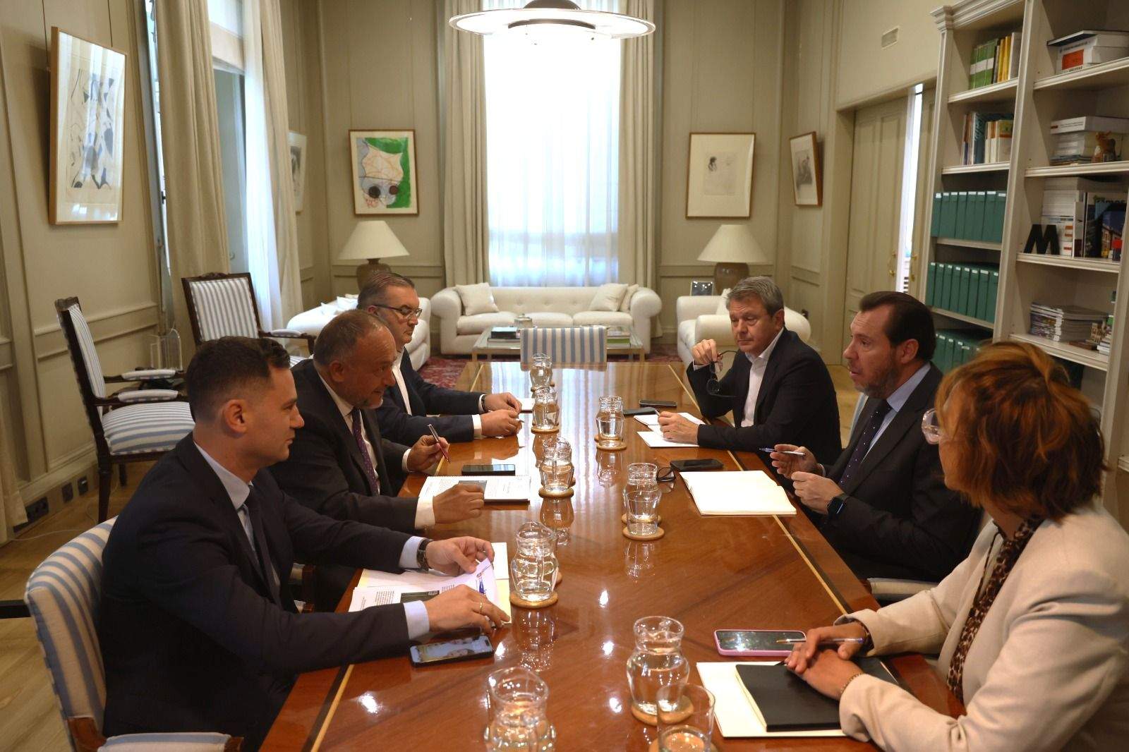 Gerardo Álvarez Courel, Roberto Aller, José Antonio Santano y Óscar Puente, durante la reunión en el Ministerio de Transportes. | L.N.C.