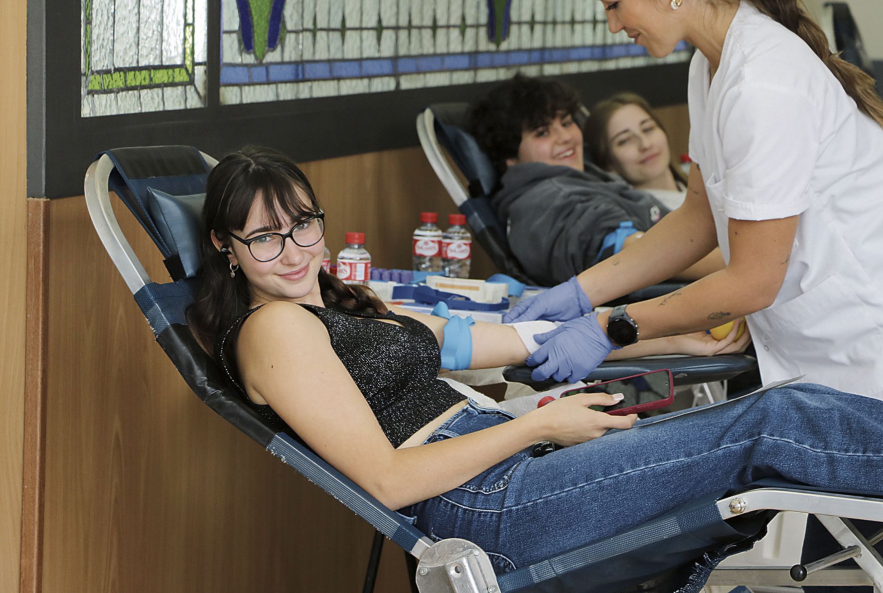 Participantes durante la jornada de donación de sangre en la Universidad de León | L.N.C.