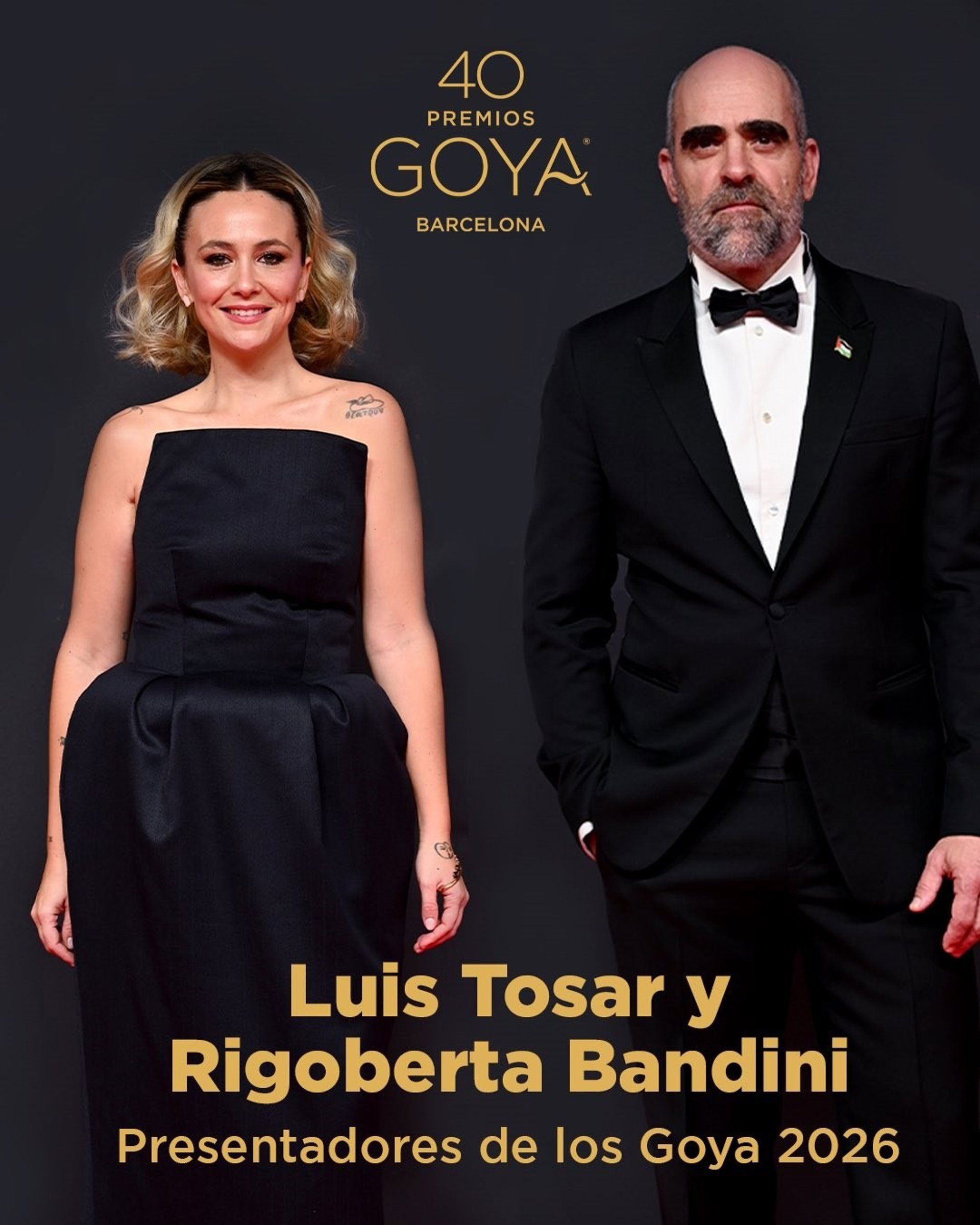 Luis Tosar y Rigoberta Bandini presentará los Premios Goya 2026 en Barcelona. | ACADEMIA DE CINE