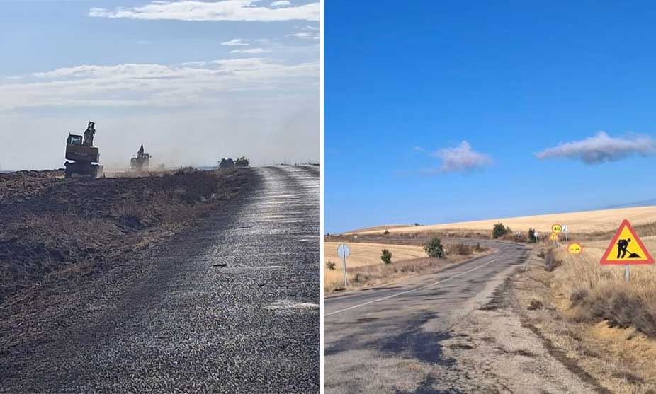 Primeros trabajos en la carretera de Villamartín de Don Sancho a Quintana del Monte. | L.N.C.