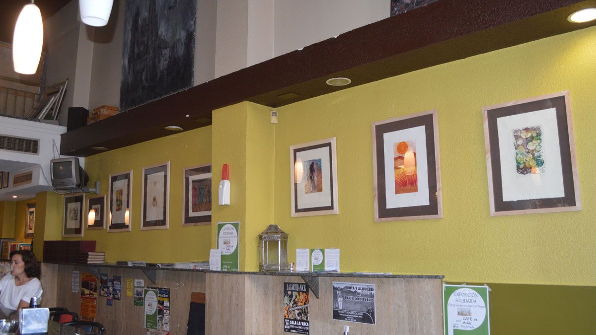 Exposición en el Café Arlés, a favor de la asociación Asprona Bierzo.| DIANA MARTÍNEZ