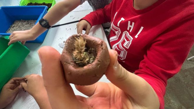 Alumnos y profes se han volcado en la elaboración de estas esferas que llevan en su interior semillas (5) Alumnos y profes se han volcado en la elaboración de estas esferas que llevan en su interior semillas (5)