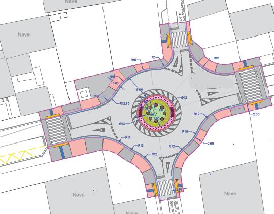 Plano de las obras en la nueva glorieta. Plano de las obras en la nueva glorieta.