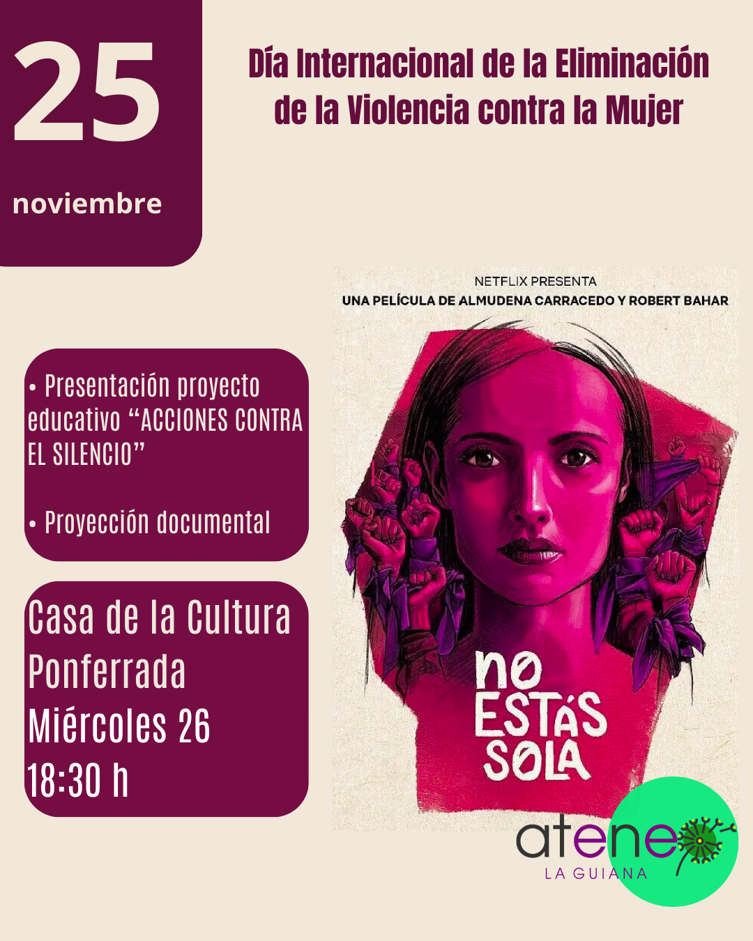 Cartel de la presentación Acciones contra el Silencio.