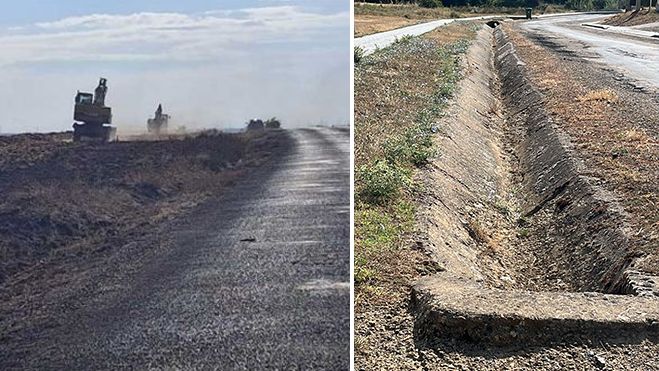 Obras en Villamartín de Don Sancho y la cuneta potencialmente peligrosa. | L.N.C. Obras en Villamartín de Don Sancho y la cuneta potencialmente peligrosa. | L.N.C.