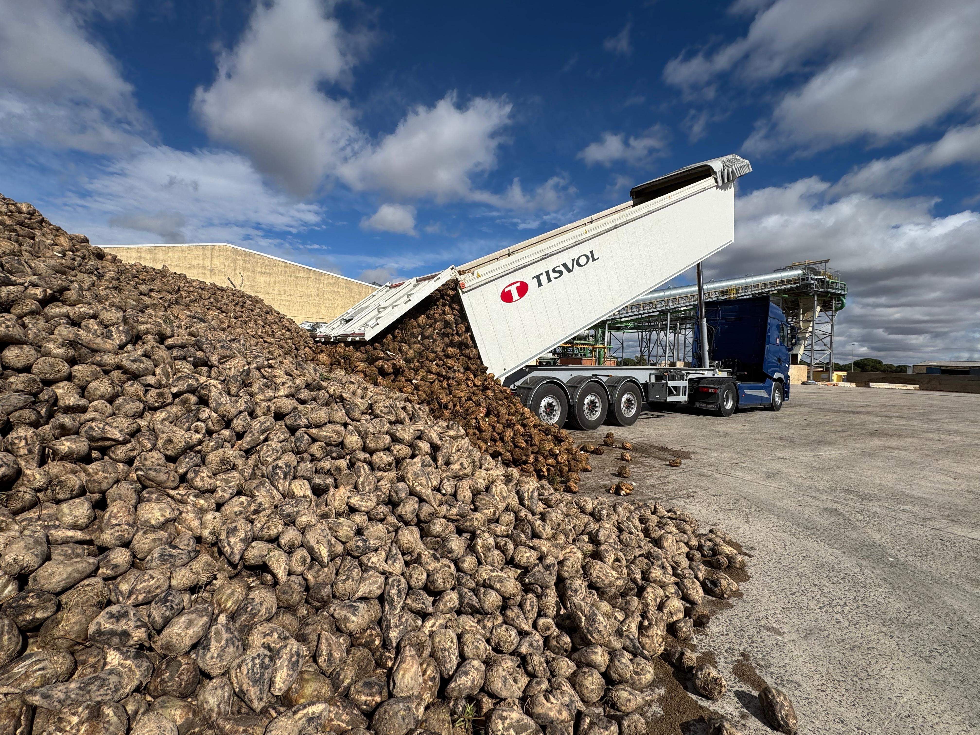 Un camión descargando remolacha en las instalaciones de la planta de la cooperativa Acor en Olmedo (Valladolid). | L.N.C.