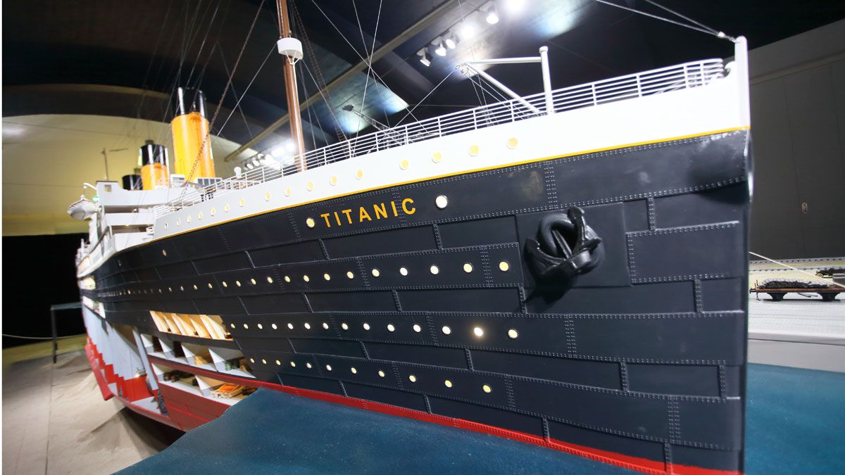 La gran maqueta del tristemente célebre transatlántico que llegará al Palacín de León el próximo 1 de septiembre. | FUNDACIÓN TITANIC