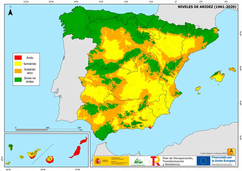 Uno de los mapas que ofrece el 'Atlas de la Desertificación en España'. | L.N.C. Uno de los mapas que ofrece el 'Atlas de la Desertificación en España'. | L.N.C.