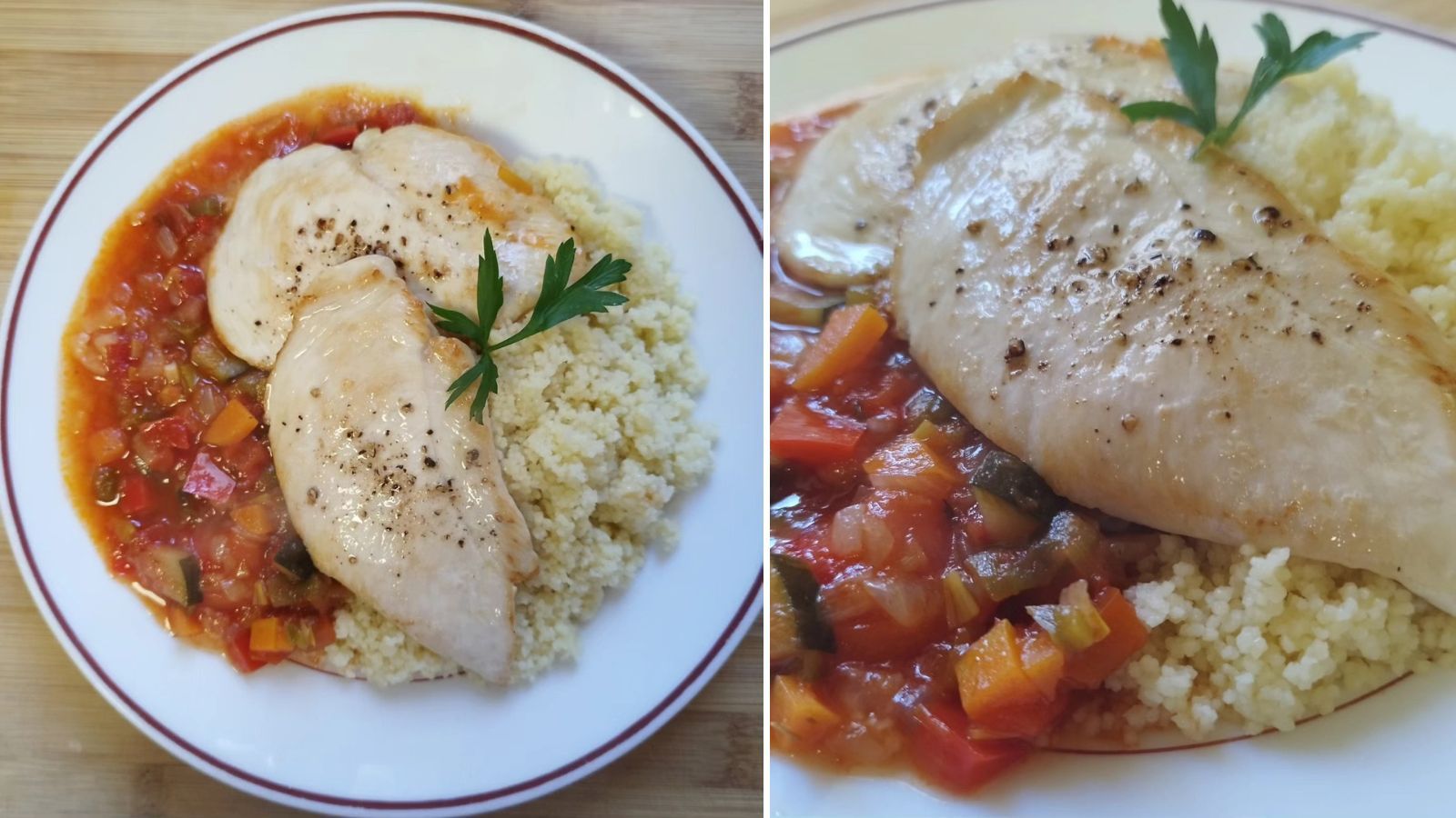 Receta de pechuga de pollo con pisto y couscous de Marcelo Ramón.