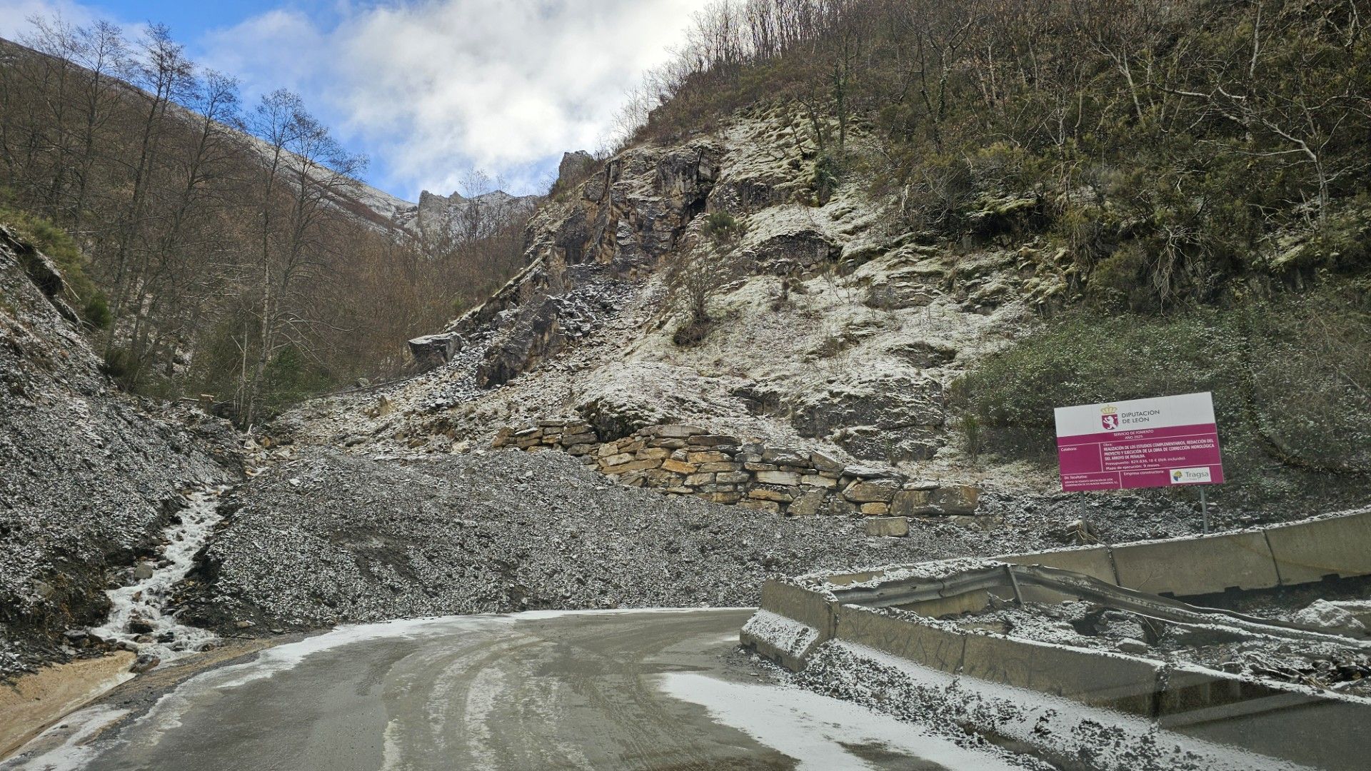Situación actual de la carretera a Peñalba.