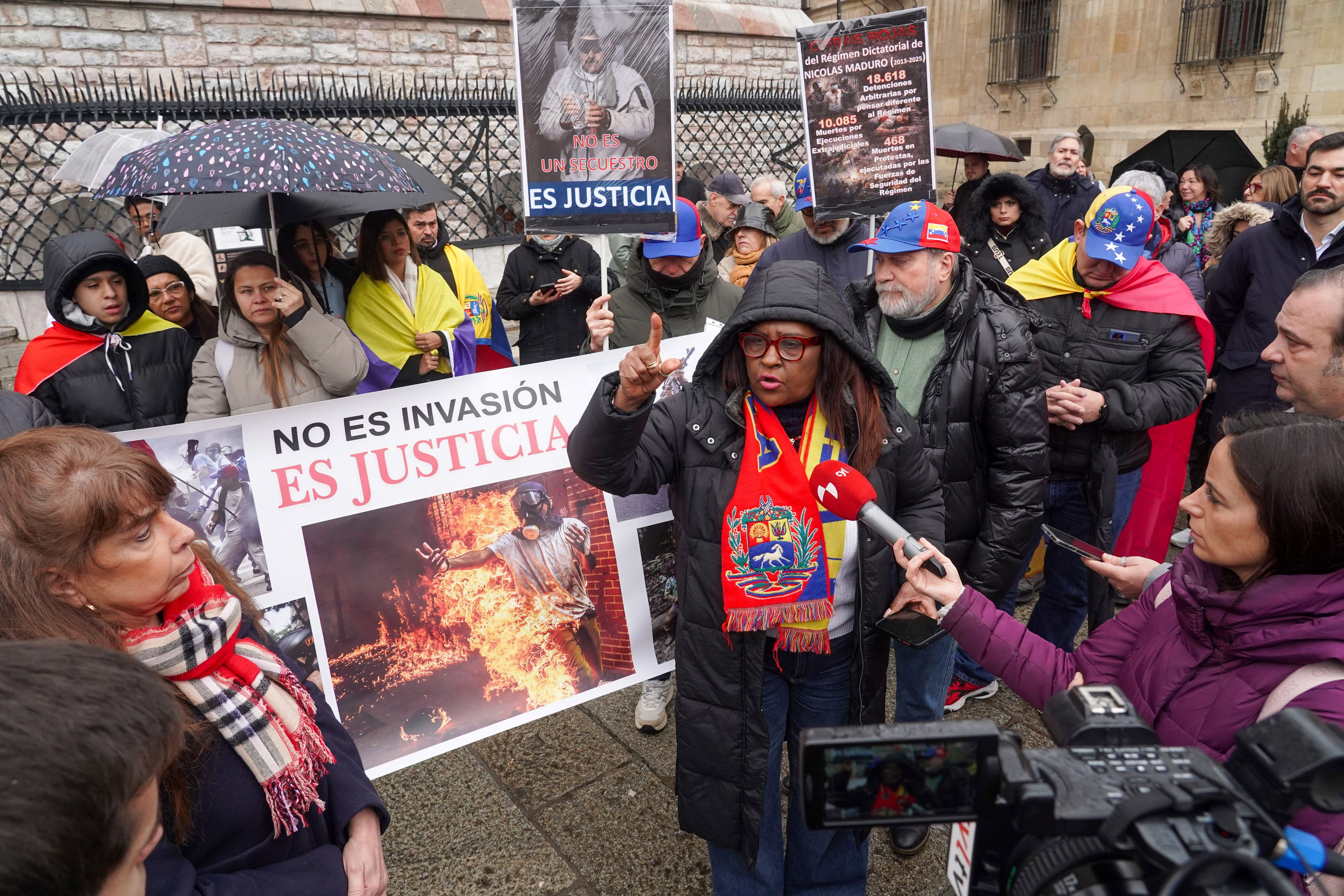 Imagen de las manifestaciones que tuvieron lugar en León los días posteriores a la intervención militar de Estados Unidos en territorio venezolano. | ICAL