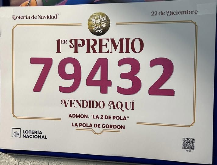 Imagen del cartel que anunciaba la venta del primer premio de la lotería de Navidad. | FIESTAS VILLAMANÍN