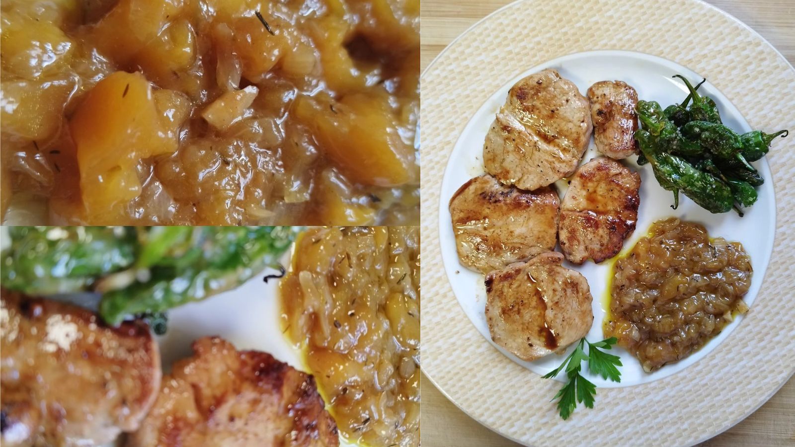 Receta de solomillo de cerdo con chutney de mango.