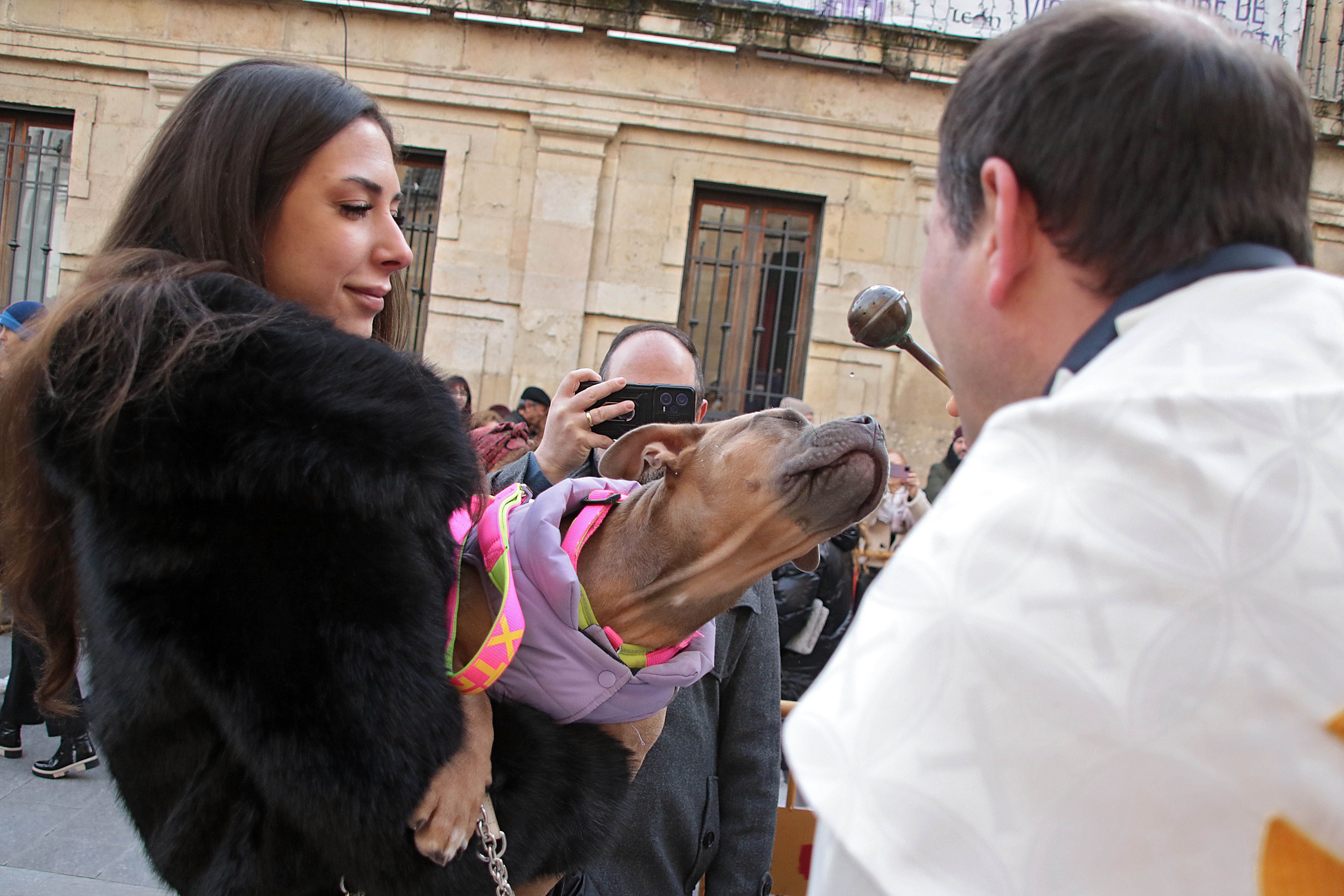 San Antón reúne a decenas de mascotas en León para la tradicional bendición de animales | PEIO GARCÍA (Ical)