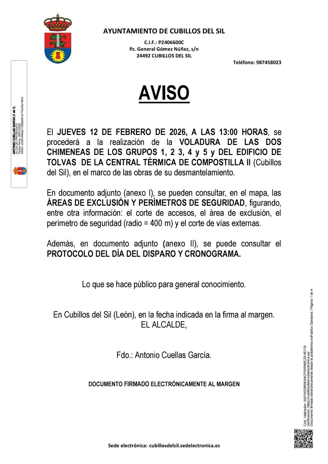 Bando difundido por el alcalde de Cubillos del Sil. Bando difundido por el alcalde de Cubillos del Sil.
