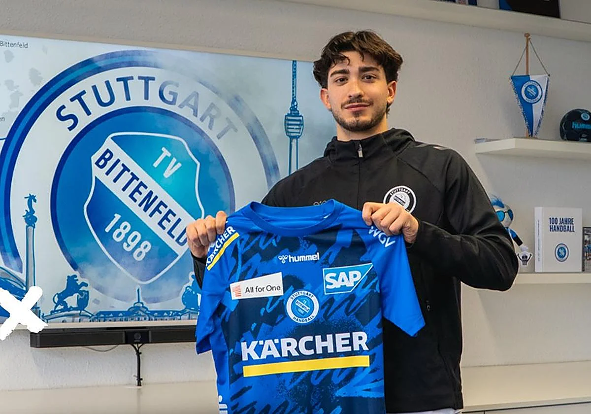 Darío Sanz durante su presentación con su nuevo equipo en Alemania. TVB STUTTGART