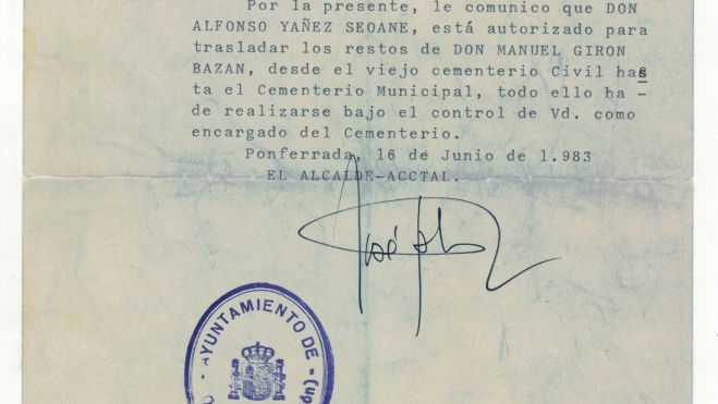 1983. Autorización del ayuntamiento de Ponferrada.