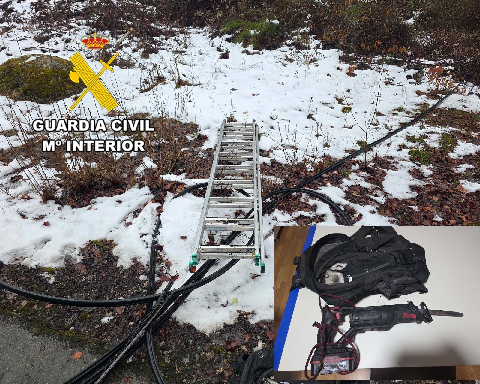 Material sustraído en Páramo del Sil al presunto autor del robo de cable de cobre. | GUARDIA CIVIL