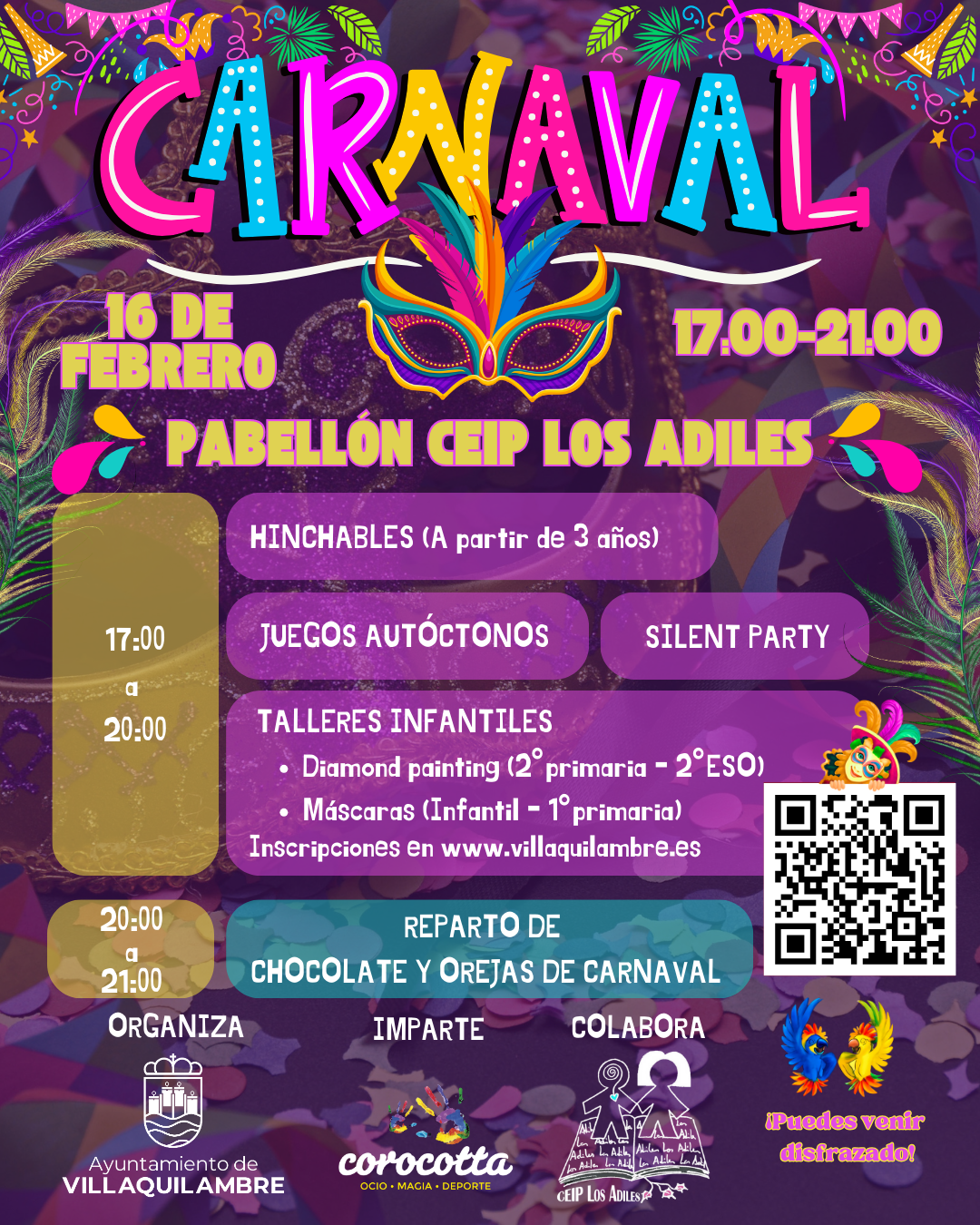 Cartel de las actividades de Carnaval en Villaquilambre 