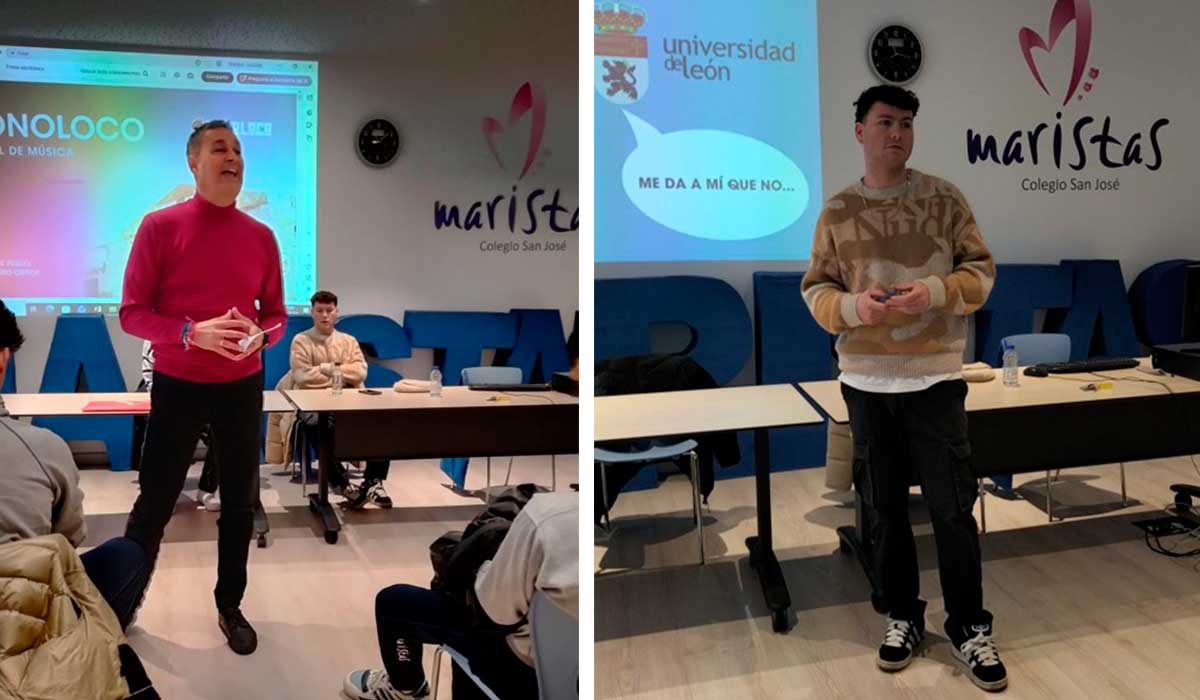 El director del colegio y una de las ponencias. | L.N.C.