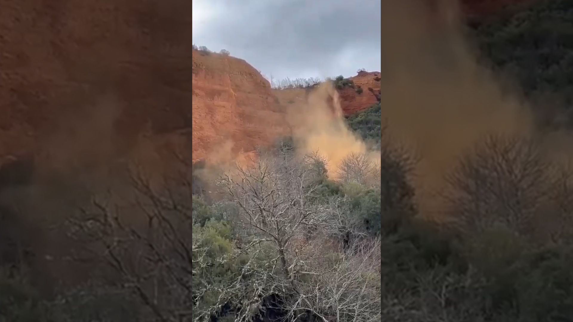 Así se ve el derrumbe grabado por los visitantes.