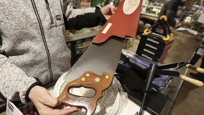 Detalle de algunos de los numerosos productos de Pacios, desde piezas de las rejas del arado, a serrotes, jamoneros o regaderas diversas