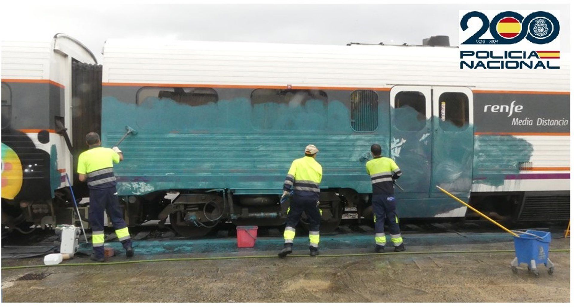 Vagón de tren 'vandalizado' en Ourense