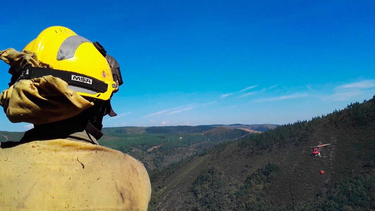 Trabajos de extinción en Dragonte, uno de los últimos fuegos bercianos. | @BRIFTABUYO