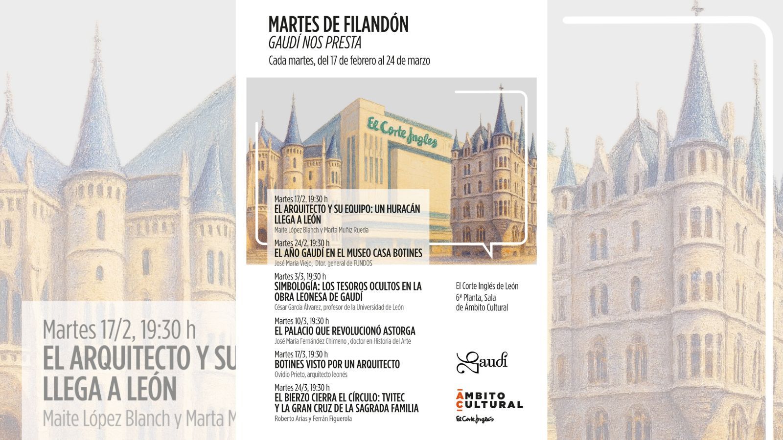 El cartel del ciclo que arranca este martes en El Corte Inglés de León.