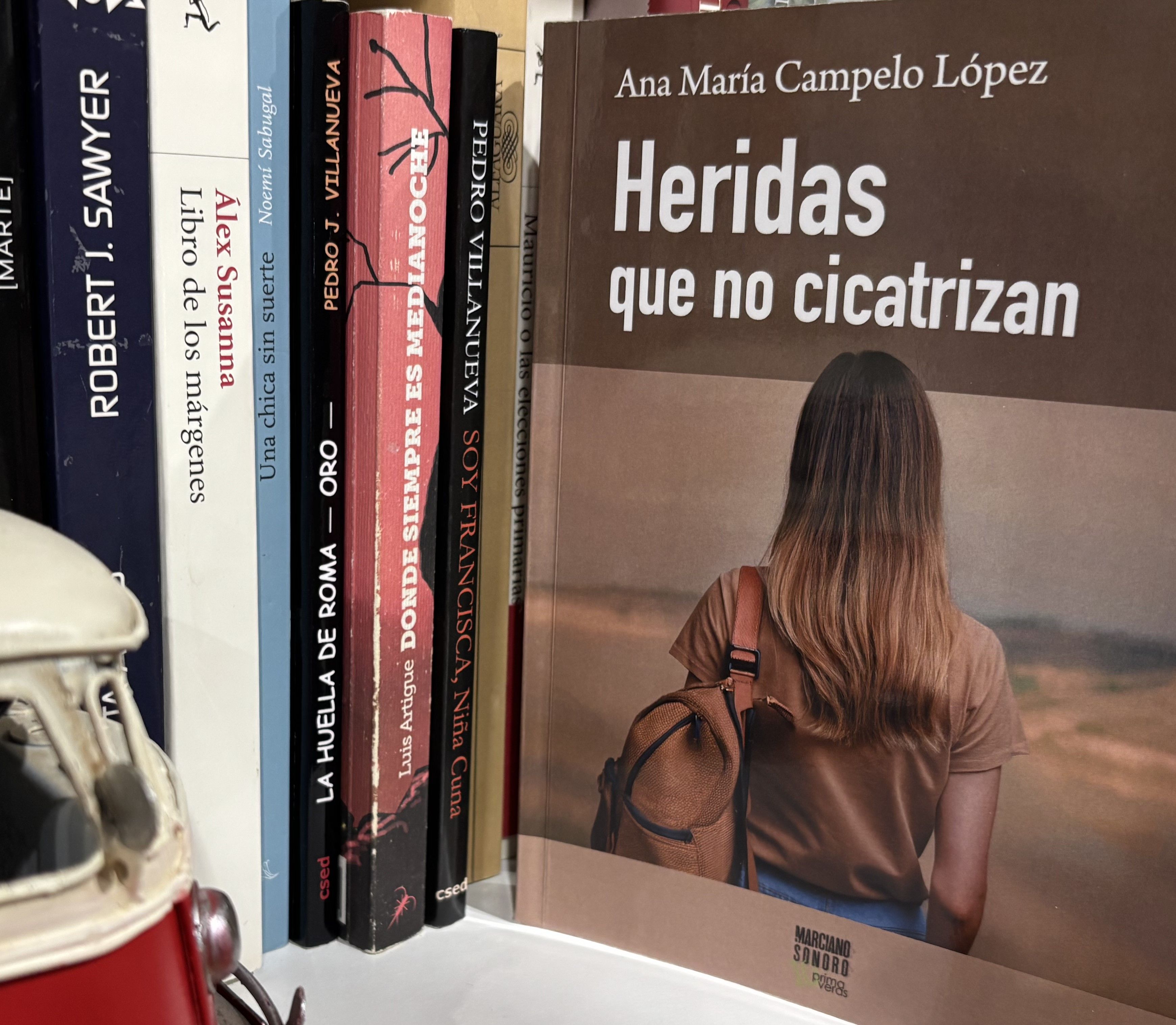 Portada del libro en la estantería de Ruy Vega.