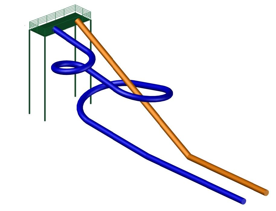 Imagen 3D del proyecto de los dos nuevos toboganes que se instalarán. | L.N.C.