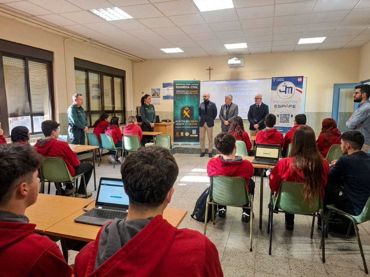 Un instante de la visita del subdelegado a los aprticipantes de la Ciberliga