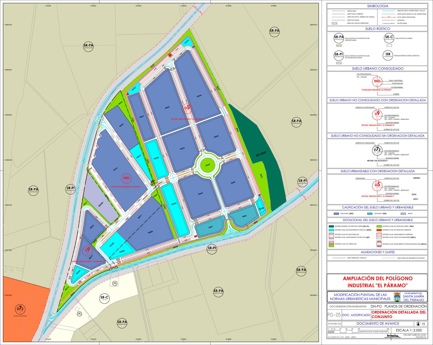 Ordenación detallada de la ampliación del polígono.