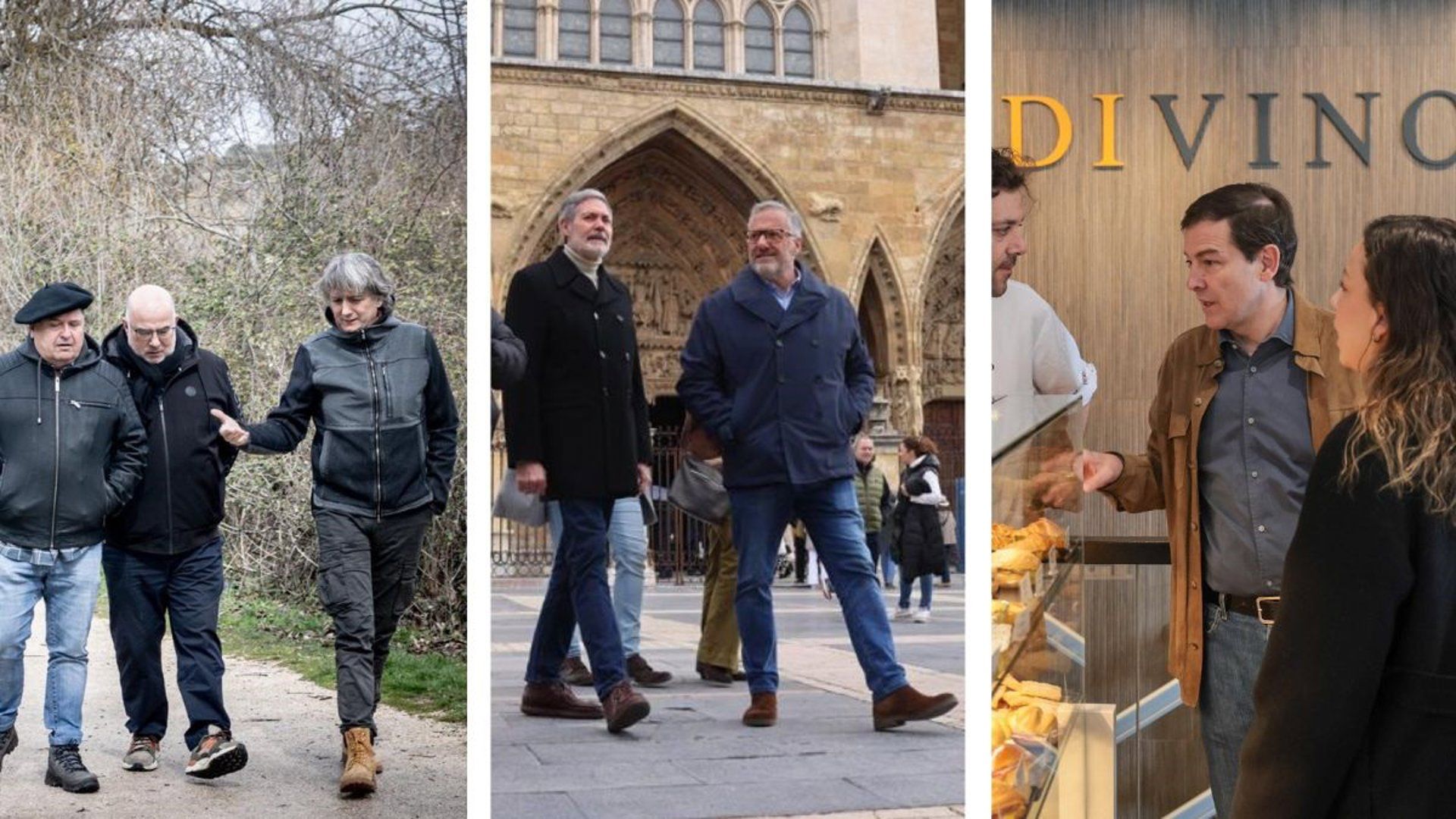 Martínez en Soria, Pollán en León y Mañueco en Salamanca durante la jornada de reflexión. | L.N.C.