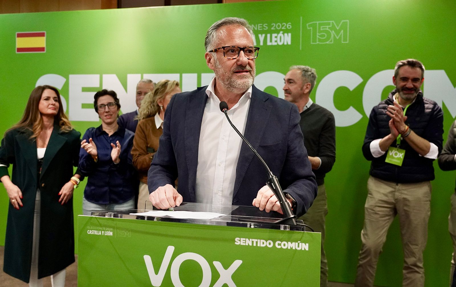 Pollán, durante su comparecencia poselectoral. | ICAL Pollán, durante su comparecencia poselectoral. | ICAL