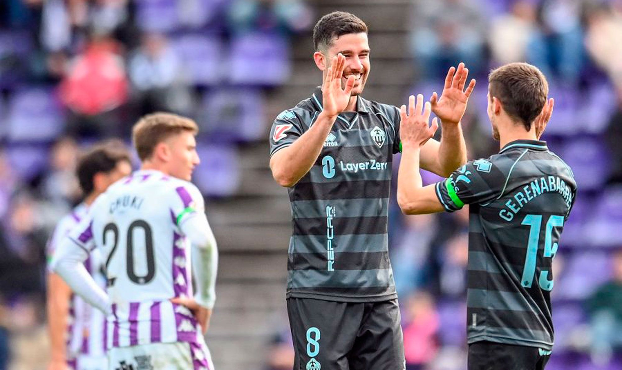Barri celebra uno de sus goles con el Castellón, ante el Valladolid, esta temporada. | LALIGA