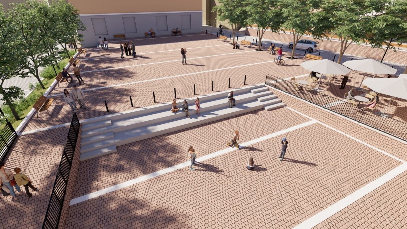 Vista aérea de la recreación del proyecto de remodelación de la Plaza de la Leña de Villamañán. | L.N.C.