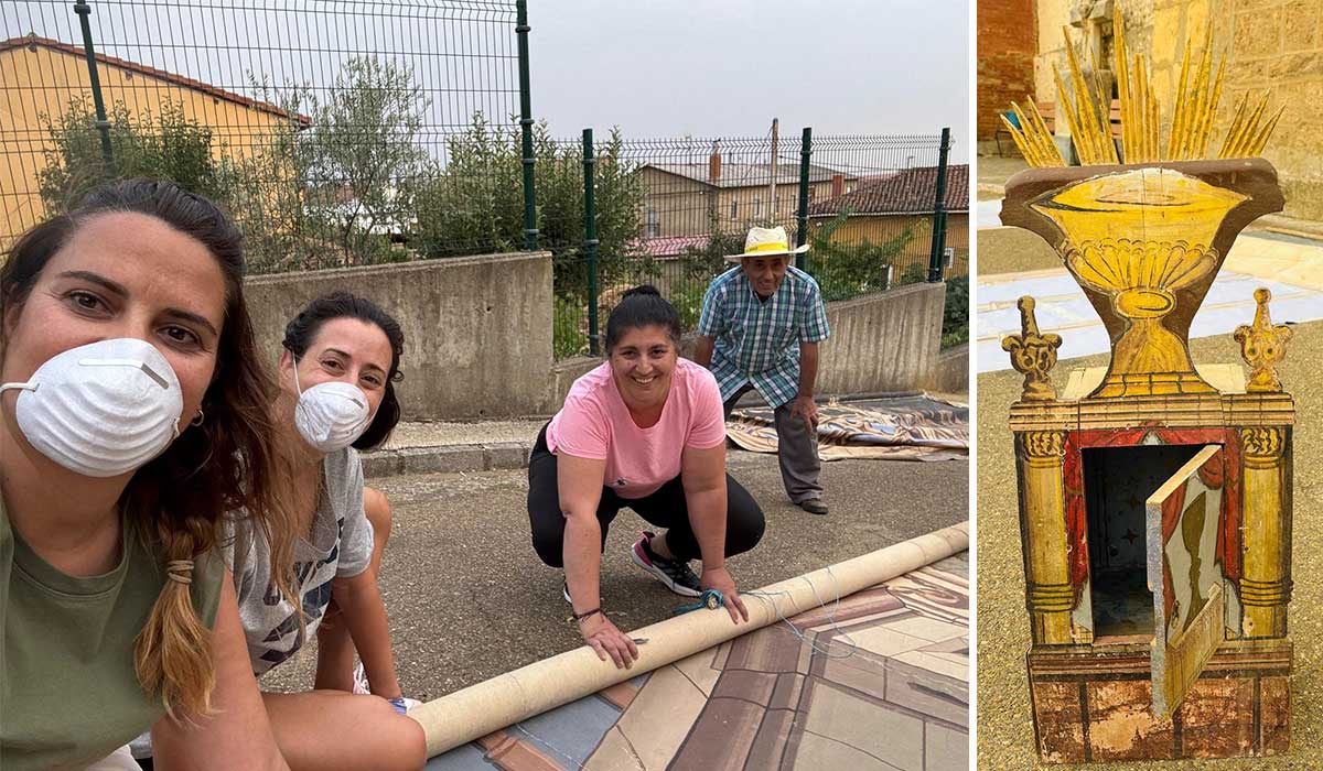 Un grupo de vecinos de Villamartín de Don Sancho durante las tareas de recuperación de sus sagras cuaresmales. | L.N.C.