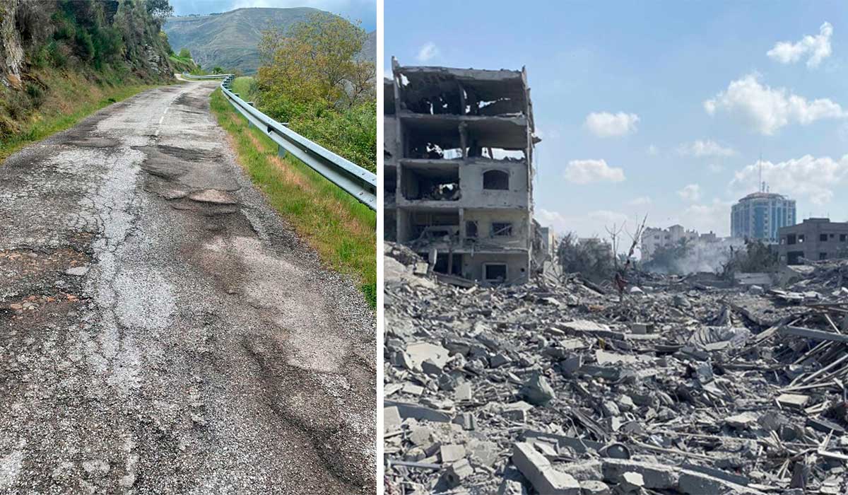 Imágenes de archivo de una carretera rural de León y del conflicto en Oriente Medio. | L.N.C.